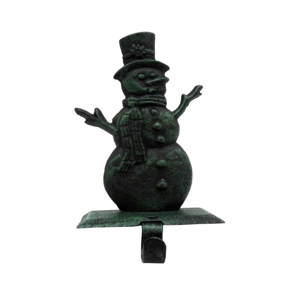 Snowman STOCKING HOLDER Rustic Cast Iron Christmas Decor